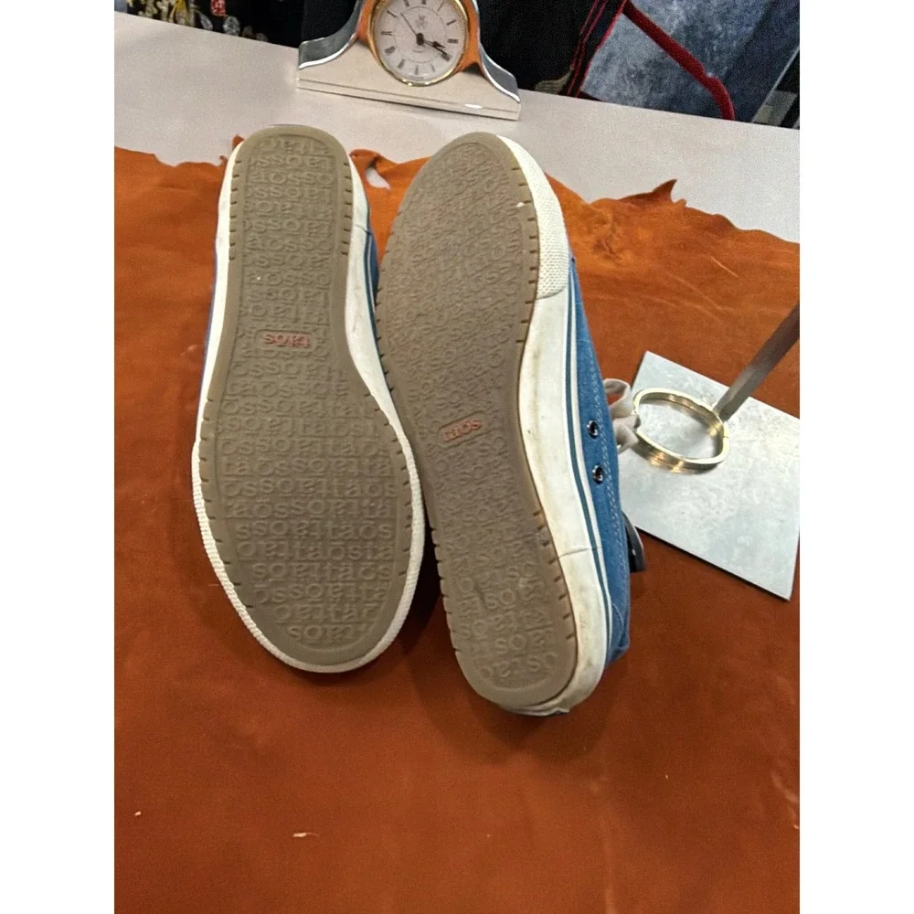 Taos Star Blue Canvas Denim Lace Up Sneakers Curves & Pods‎ Footbed Casual Shoes